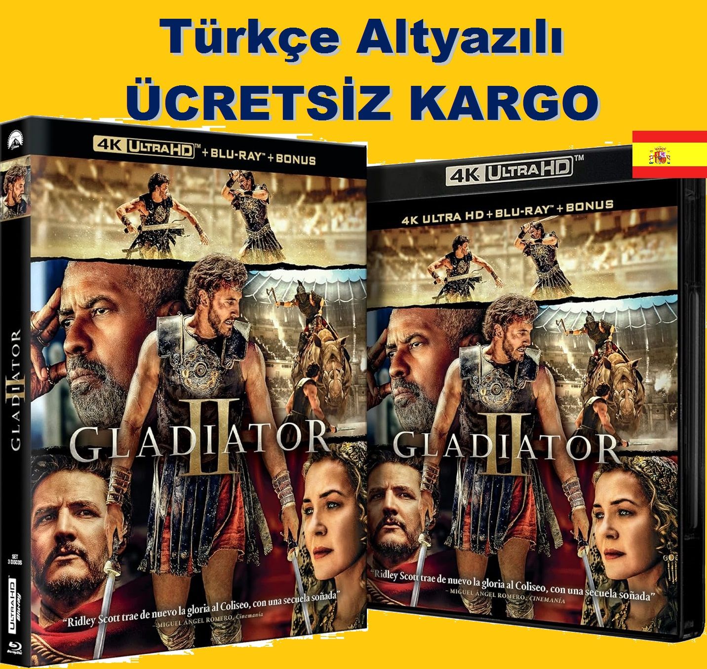 Gladiator II - Gladyatör II 4K Ultra HD+Blu-Ray+Bonus 3 Diskli Karton Kılılı