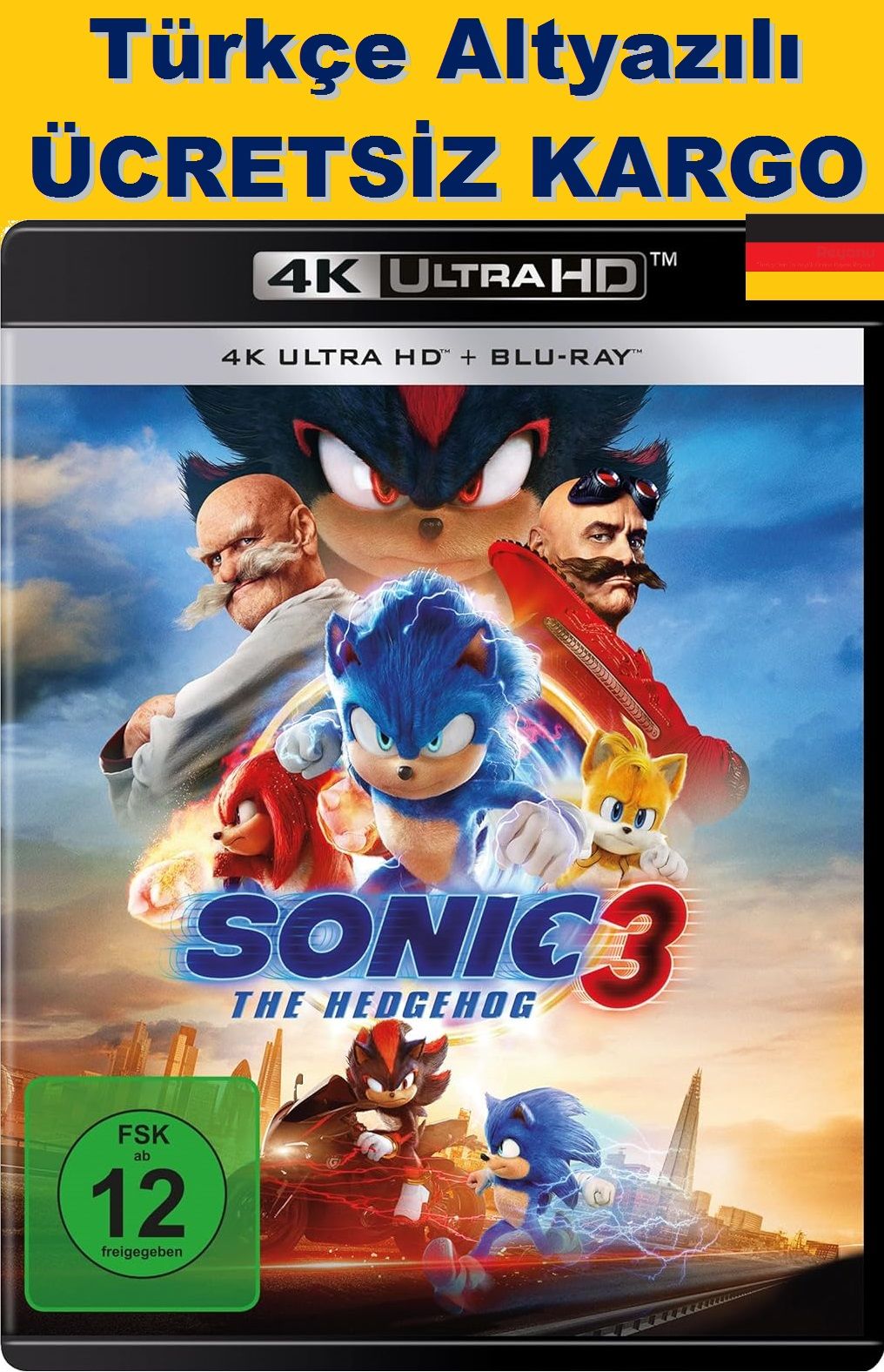 Sonic The Hedgehog 3 - Kirpi Sonic 3 4K Ultra HD+Blu-Ray 2 Disk