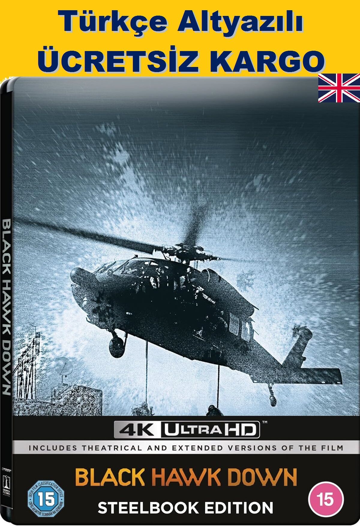 Black Hawk Down - Kara Şahin Düştü 4K Ultra HD+Blu-Ray Steelbook 3 Disk