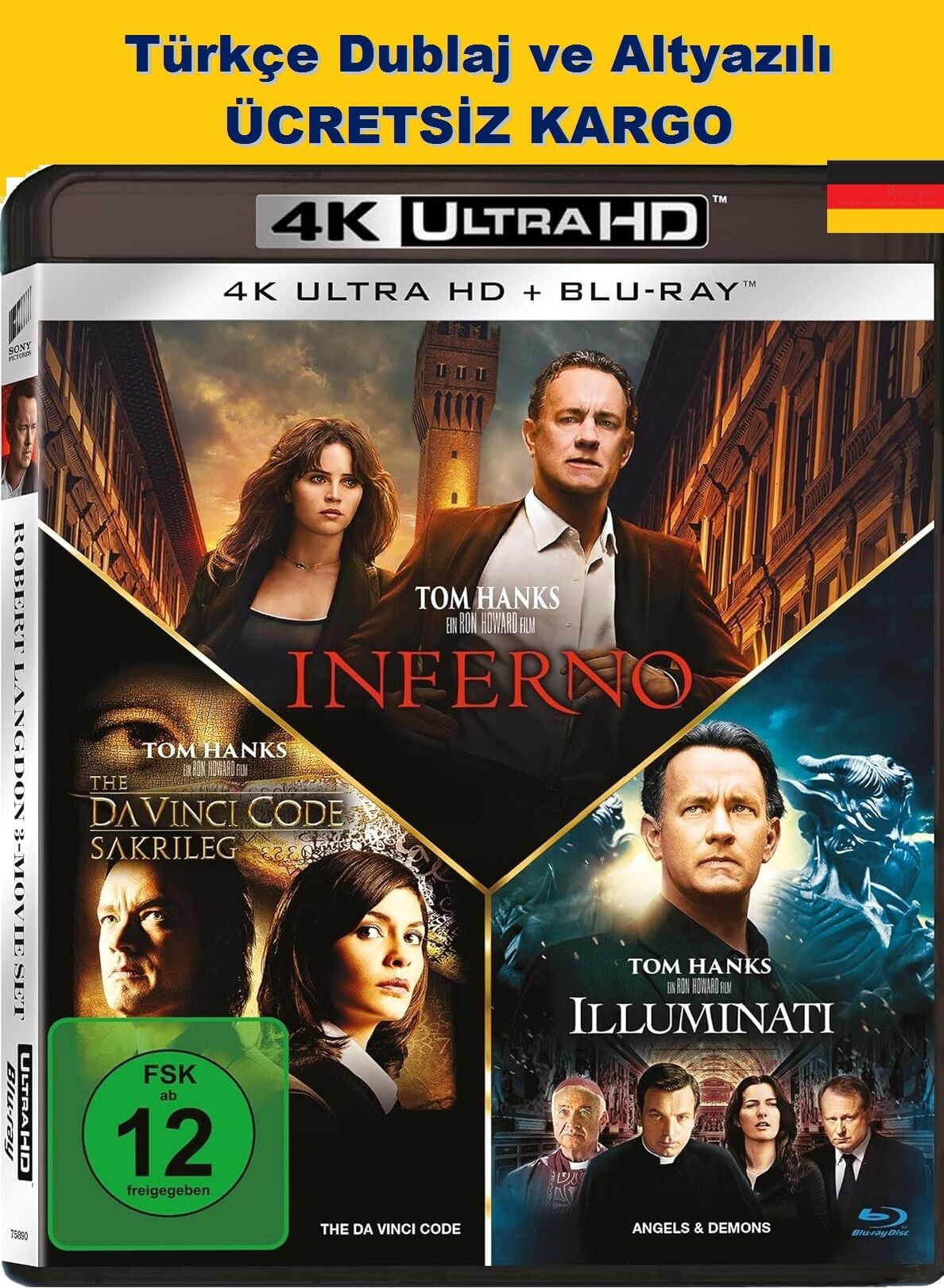 Da Vinci Kodu - Melekler Şeytanlar - Cehennem 4K Ultra HD+Blu-Ray 6 Disk